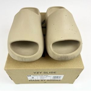 Yeezy Slides pure Youth size 2 Kanye west adidas sandals tan Authentic